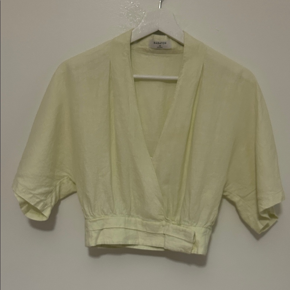Babaton Light Yellow Wrap Blouse